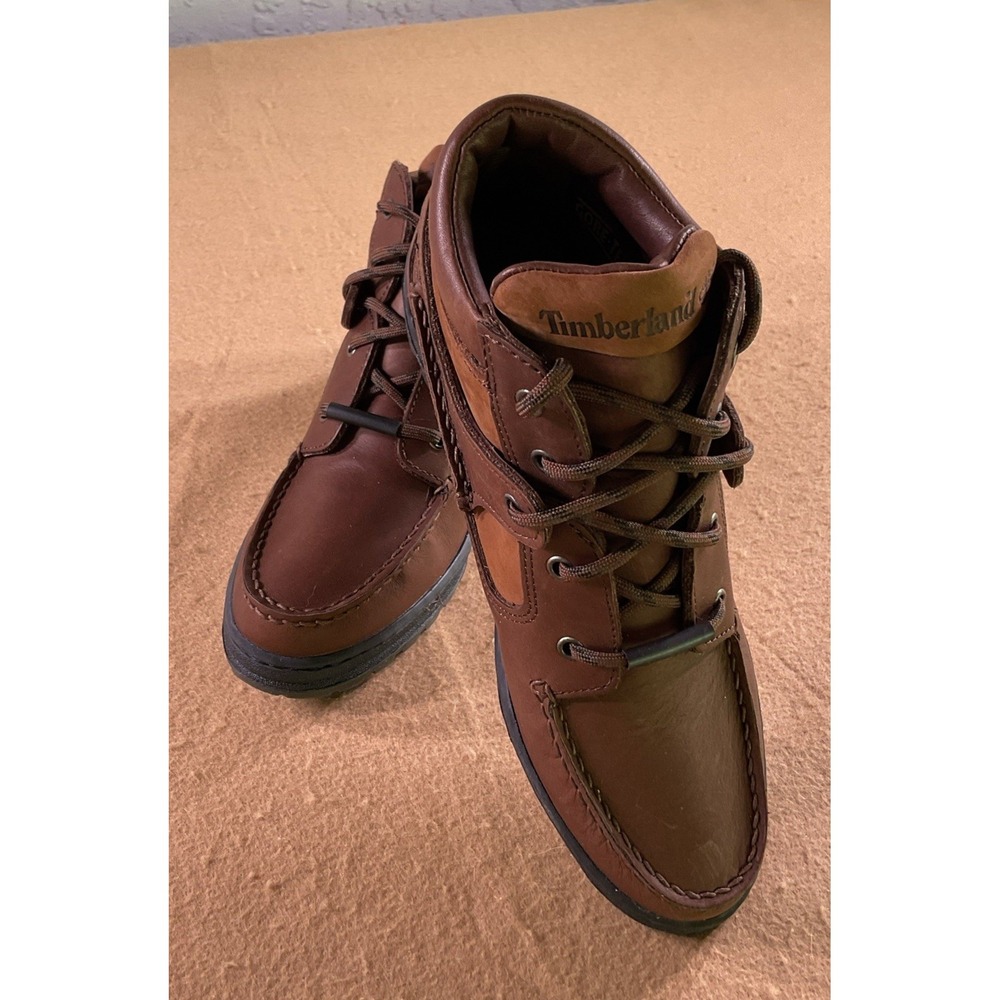 Timberland Brown Leather Moc Toe Ankle Boots Womens 8.5 M 38345 8804